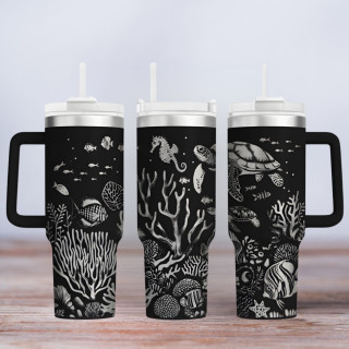 Tumbler mit Gravur - Motiv Unter dem Meer, under the sea - schwarz