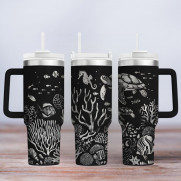 Tumbler mit Gravur - Motiv Unter dem Meer, under the sea - schwarz