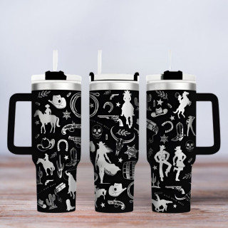 Tumbler mit Gravur - Motiv Wild West - schwarz