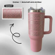 Personalisierter Tumbler mit versteckter Botschaft - Edelstahlbecher, hidden message, helles Pink