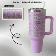 Personalisierter Tumbler mit versteckter Botschaft - Edelstahlbecher, hidden message, flieder