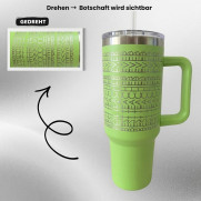 Personalisierter Tumbler mit versteckter Botschaft - Edelstahlbecher, hidden message, hellgrün
