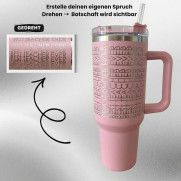 Personalisierter Tumbler mit eigenem Spruch - Hidden Message, helles Pink