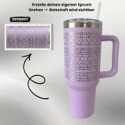 Personalisierter Tumbler mit eigenem Spruch - Hidden Message, flieder