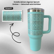 Personalisierter Tumbler mit eigenem Spruch - Hidden Message, türkis