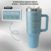 Personalisierter Tumbler mit eigenem Spruch - Hidden Message, hellblau