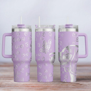Tumbler mit Gravur - Motiv Beagle - flieder