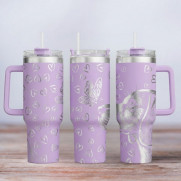 Tumbler mit Gravur - Motiv Beagle - flieder