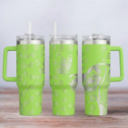 Tumbler mit Gravur - Motiv Beagle - hellgrün