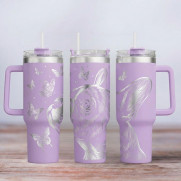 Tumbler mit Gravur - Motiv Bulldogge - flieder