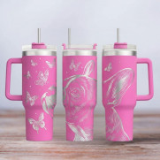 Tumbler mit Gravur - Motiv Bulldogge - pink