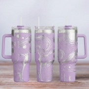 Tumbler mit Gravur - Motiv Cat Night - flieder