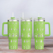 Tumbler mit Gravur - Motiv Christmas - hellgrün