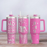 Tumbler mit Gravur - Motiv Dad, Papa, pink