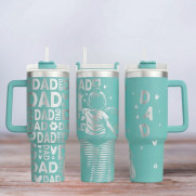 Tumbler mit Gravur - Motiv Dad, Papa, türkis