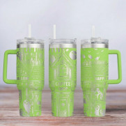 Tumbler mit Gravur - Motiv Ghost, Geist - hellgrün