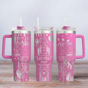 Tumbler mit Gravur - Motiv Ghost, Geist - pink