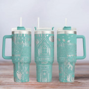 Tumbler mit Gravur - Motiv Ghost, Geist - türkis