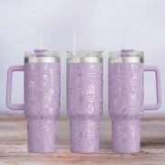 Tumbler mit Gravur - Motiv Kaktus - flieder