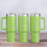 Tumbler mit Gravur - Motiv Kaktus - hellgrün
