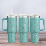 Tumbler mit Gravur - Motiv Kaktus - türkis