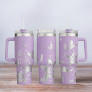 Tumbler mit Gravur - Motiv Lilly flower - Lilien - flieder