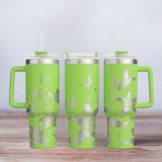 Tumbler mit Gravur - Motiv Lilly flower - Lilien - hellgrün