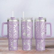 Tumbler mit Gravur - Motiv Little Turtle - Schildkröte - flieder