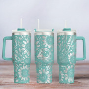 Tumbler mit Gravur - Motiv Little Turtle - Schildkröte - türkis
