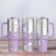 Tumbler mit Gravur - Motiv Lokomotive - flieder
