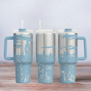Tumbler mit Gravur - Motiv London - hellblau