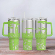 Tumbler mit Gravur - Motiv London - hellgrün