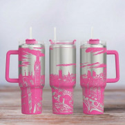 Tumbler mit Gravur - Motiv London - pink