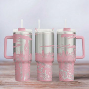 Tumbler mit Gravur - Motiv London - helles Pink