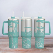 Tumbler mit Gravur - Motiv London - türkis