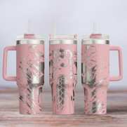 Tumbler mit Gravur - Motiv Motorcycle - Motorrad - helles Pink
