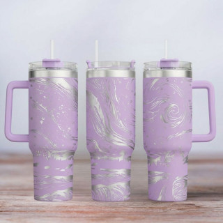 Tumbler mit Gravur - Motiv Northern Lights - flieder