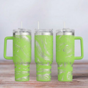 Tumbler mit Gravur - Motiv Northern Lights - hellgrün