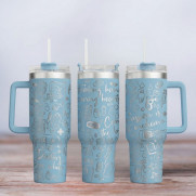 Tumbler mit Gravur - Motiv Nurse - hellblau
