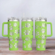 Tumbler mit Gravur - Paw Print - Tierpfoten - hellgrün