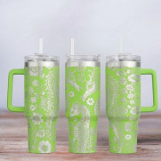 Tumbler mit Gravur - Motiv Seahorse - Seepferdchen - hellgrün