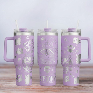 Tumbler mit Gravur - Motiv Spooky -flieder