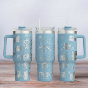 Tumbler mit Gravur - Motiv Spooky -hellblau