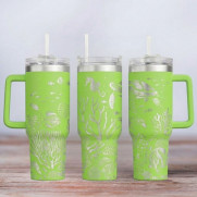 Tumbler mit Gravur - Motiv Unter dem Meer, under the sea - hellgrün