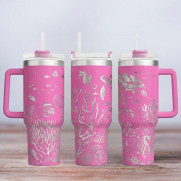 Tumbler mit Gravur - Motiv Unter dem Meer, under the sea - pink