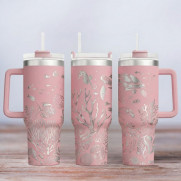 Tumbler mit Gravur - Motiv Unter dem Meer, under the sea - helles Pink
