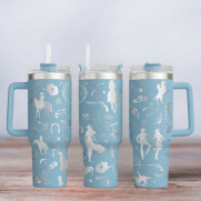 Tumbler mit Gravur - Motiv Wild West - hellblau