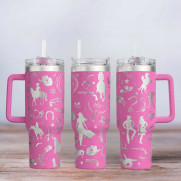 Tumbler mit Gravur - Motiv Wild West - pink
