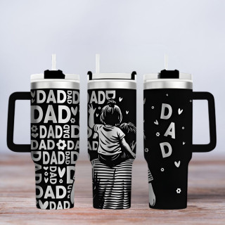 Tumbler mit Gravur - Motiv Dad, Papa, schwarz