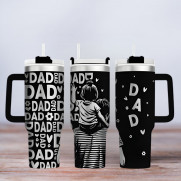 Tumbler mit Gravur - Motiv Dad, Papa, schwarz